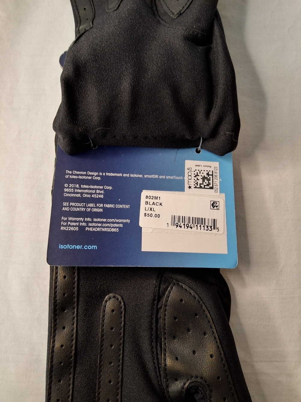 isotoner Women's Black Chevron Detail Touchscreen Gloves - Picture 3 of 3